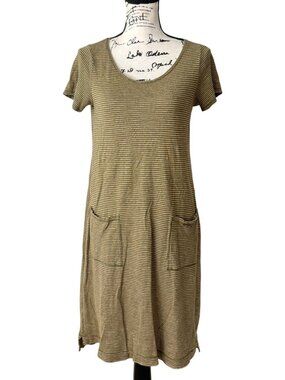 Eileen Fisher Striped Dress With Pockets Hemp Organic Cotton Womens Size XS